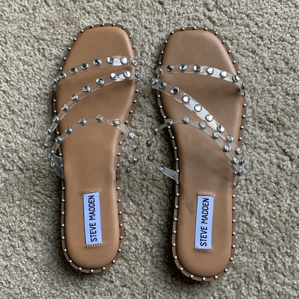 NWOB Steve Madden Strappy Jewel Stud Slides
